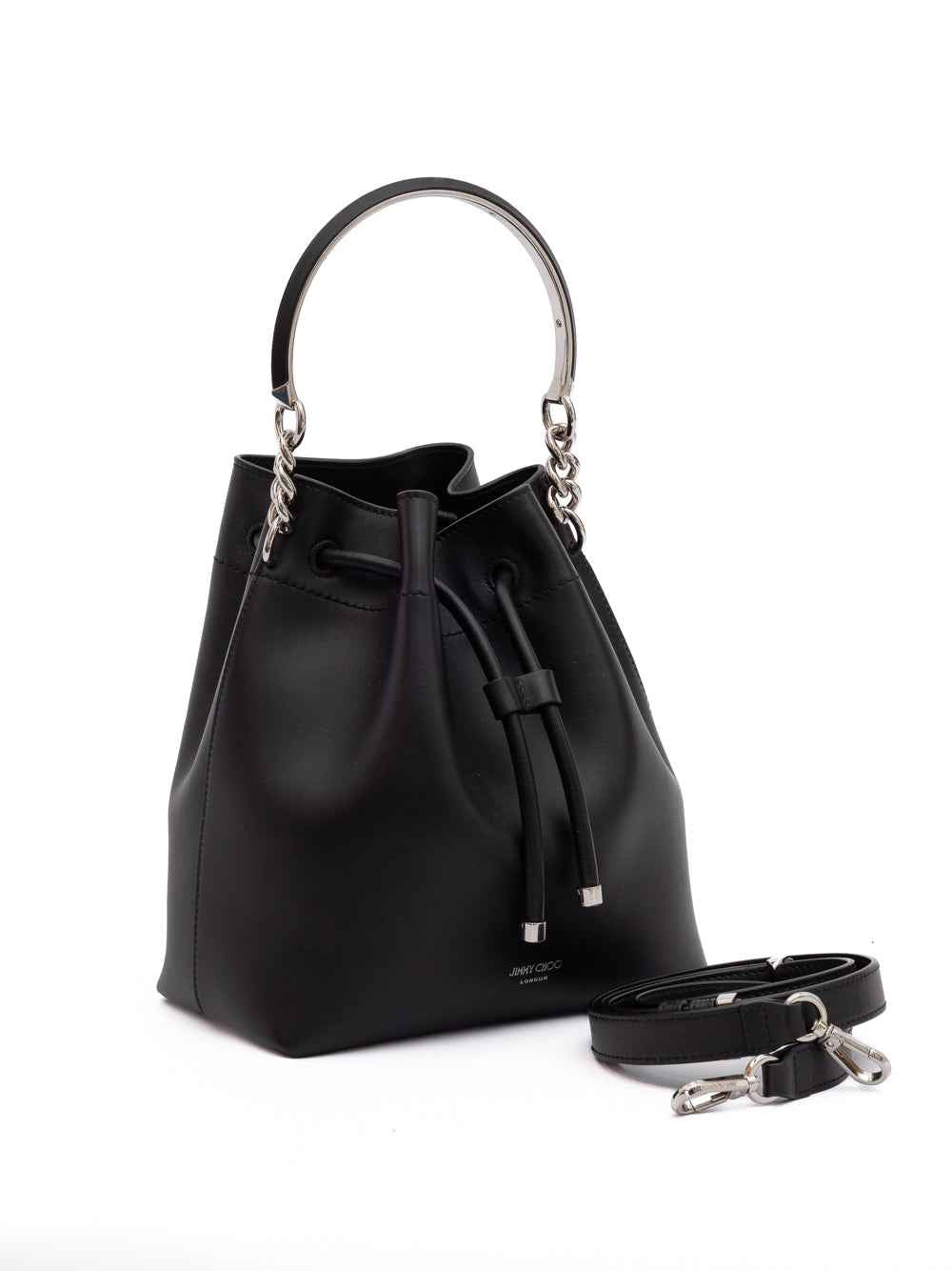 Jimmy Choo Black Bon Bon Leather Bucket