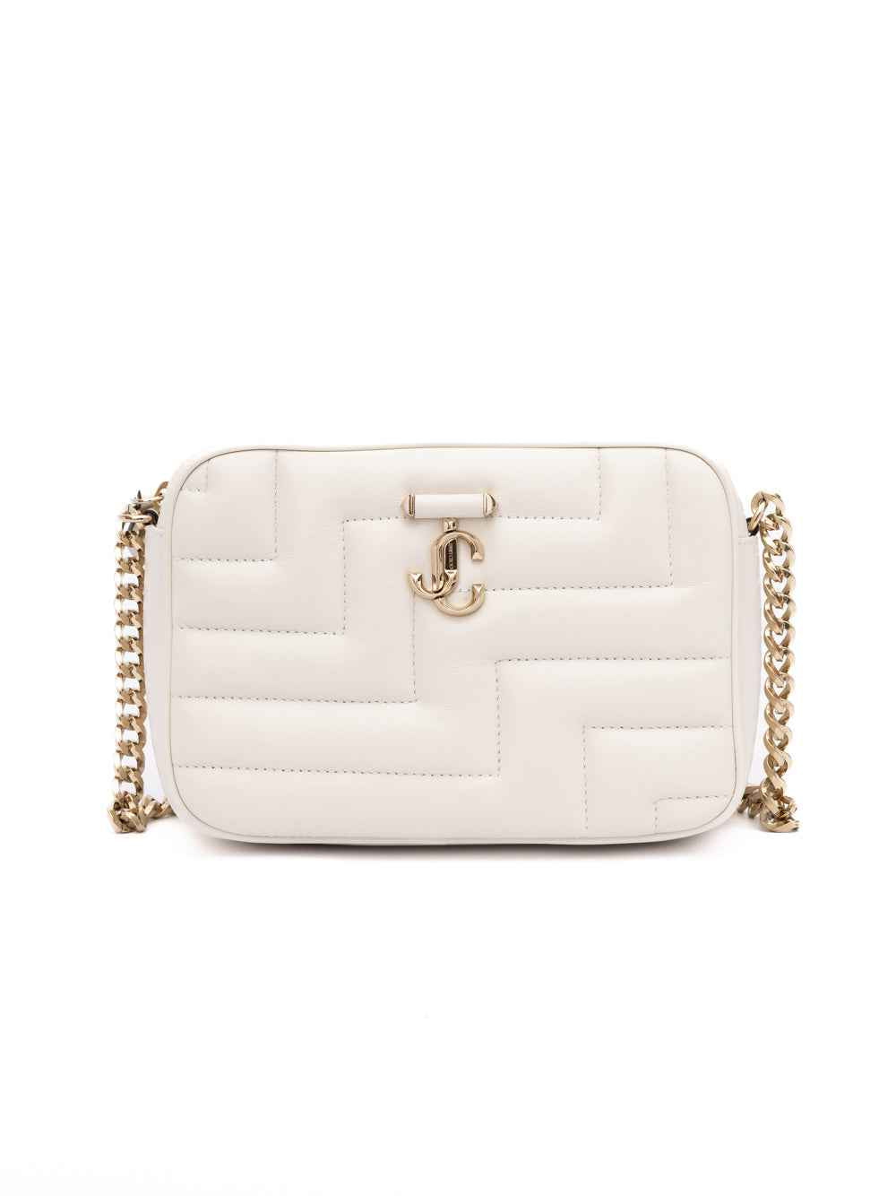 Jimmy Choo White Leather Avenue Camera Crossbody Bag