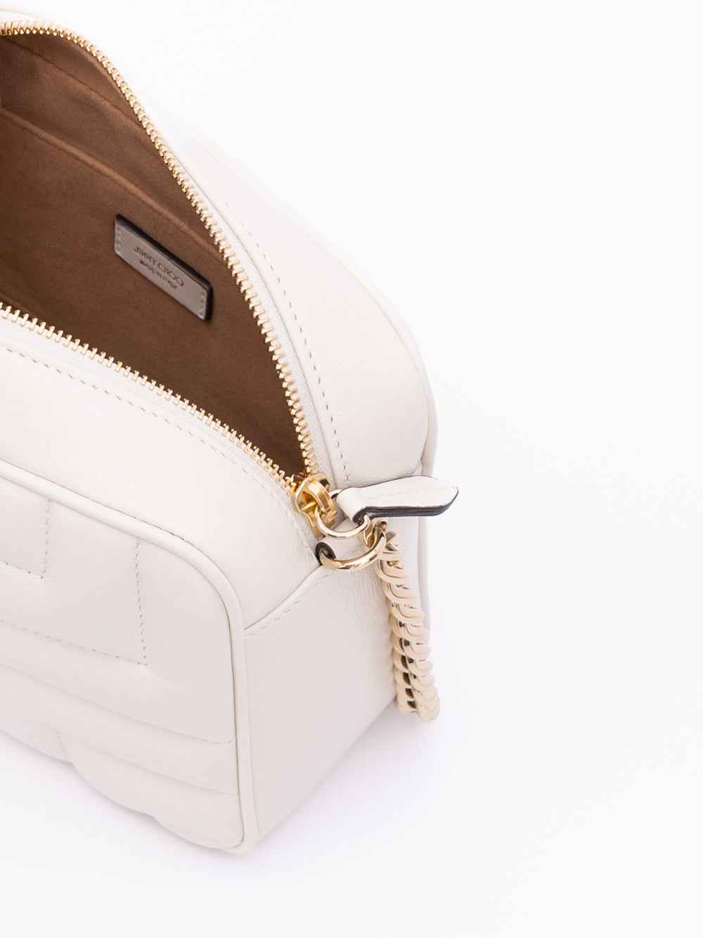 Jimmy Choo White Leather Avenue Camera Crossbody Bag