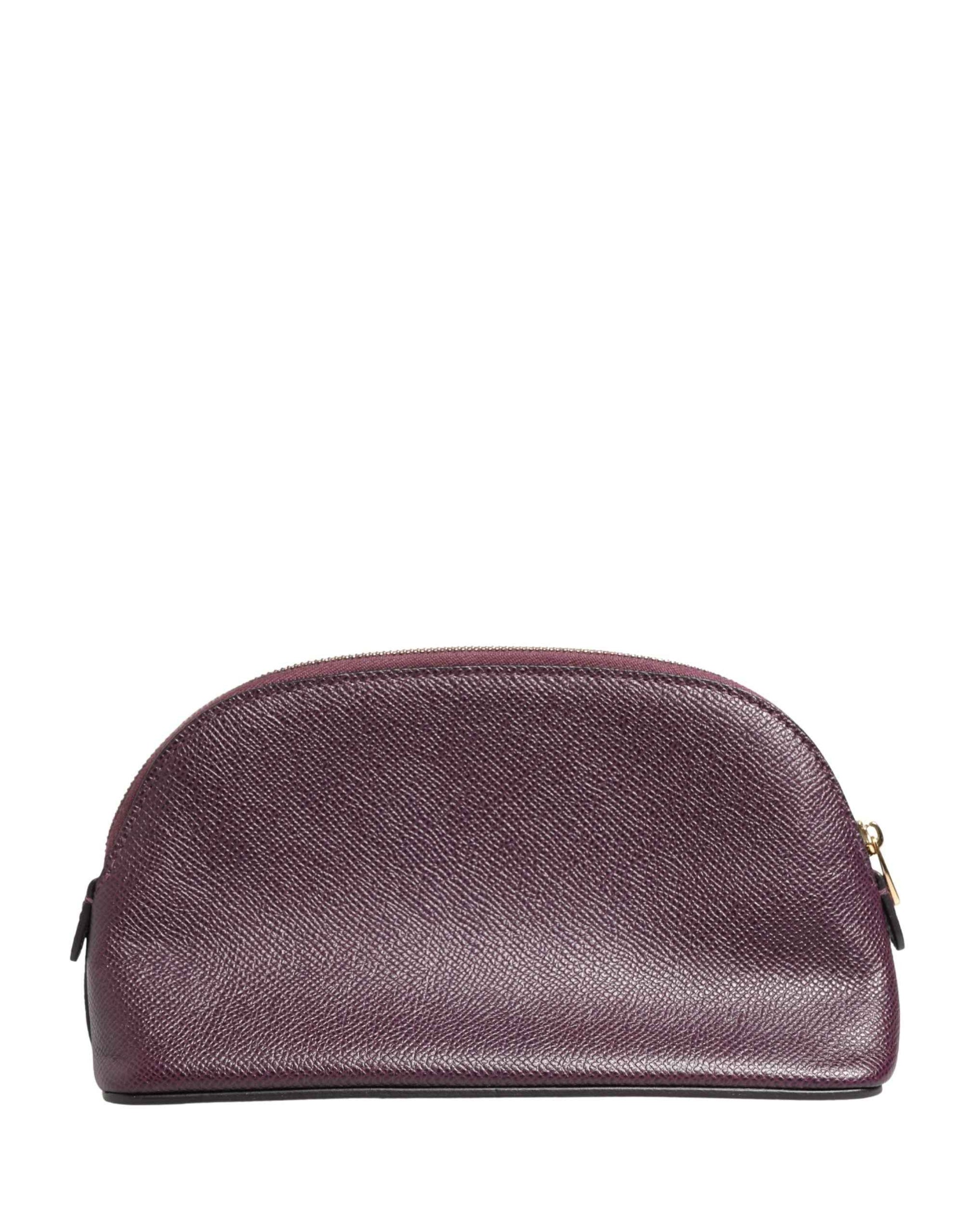 Dolce & Gabbana Dark Purple Leather DG Logo Zip Around Hand Purse Wallet