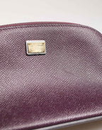 Dolce & Gabbana Dark Purple Leather DG Logo Zip Around Hand Purse Wallet