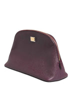 Dolce & Gabbana Dark Purple Leather DG Logo Zip Around Hand Purse Wallet