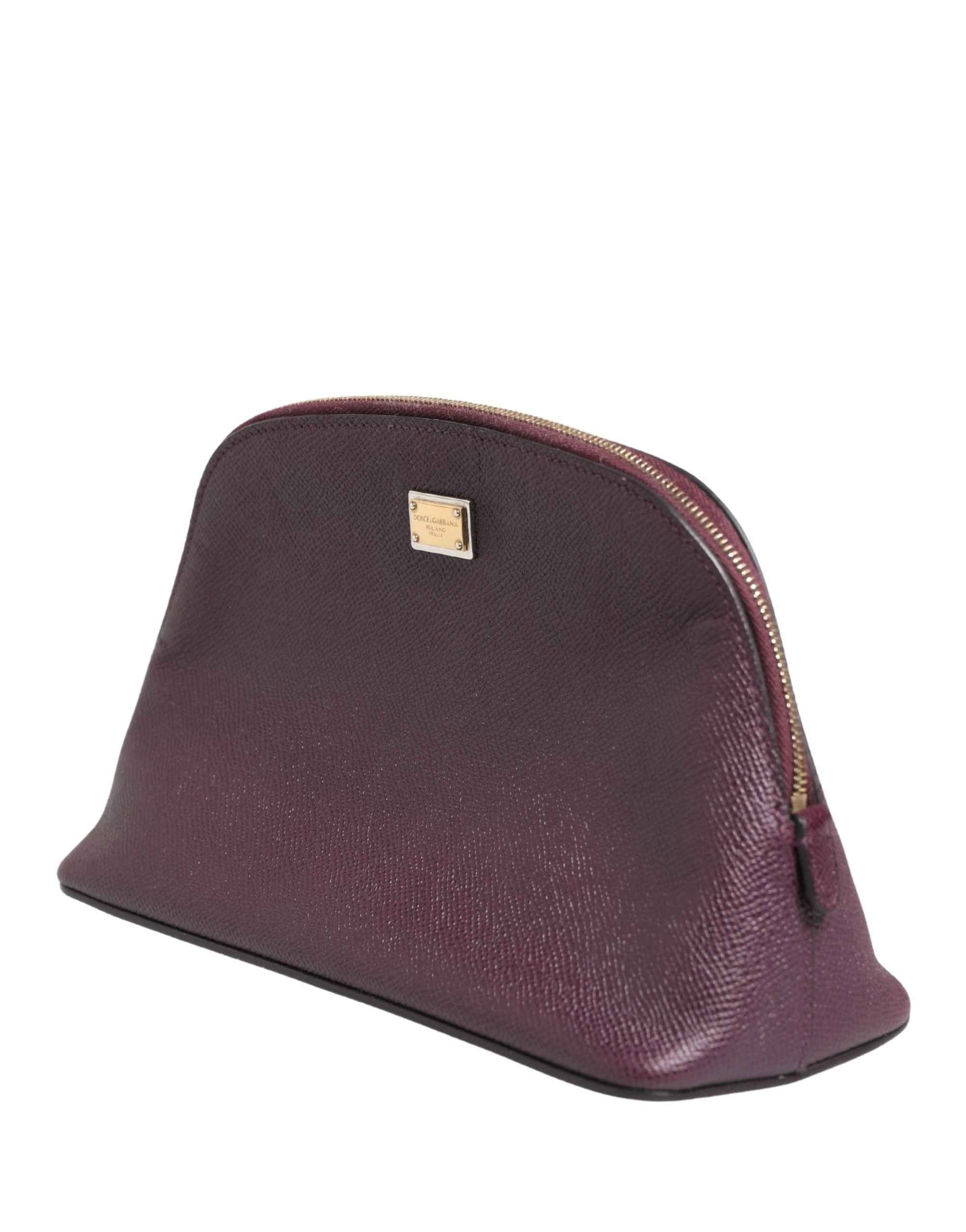 Dolce & Gabbana Dark Purple Leather DG Logo Zip Around Hand Purse Wallet