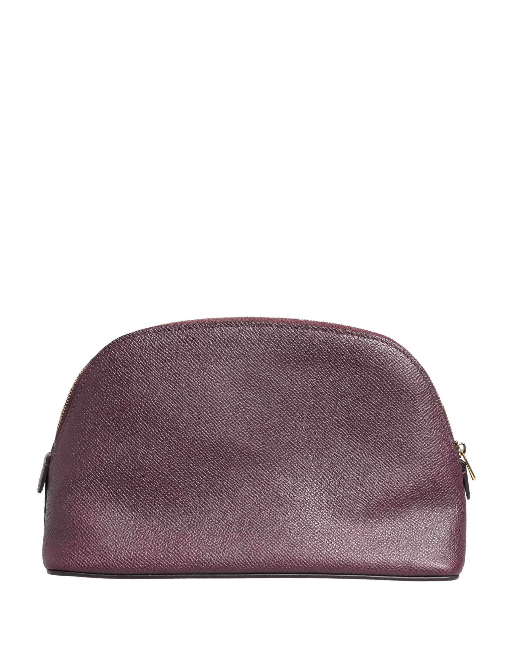 Dolce & Gabbana Dark Purple Leather DG Logo Zip Around Hand Purse Wallet
