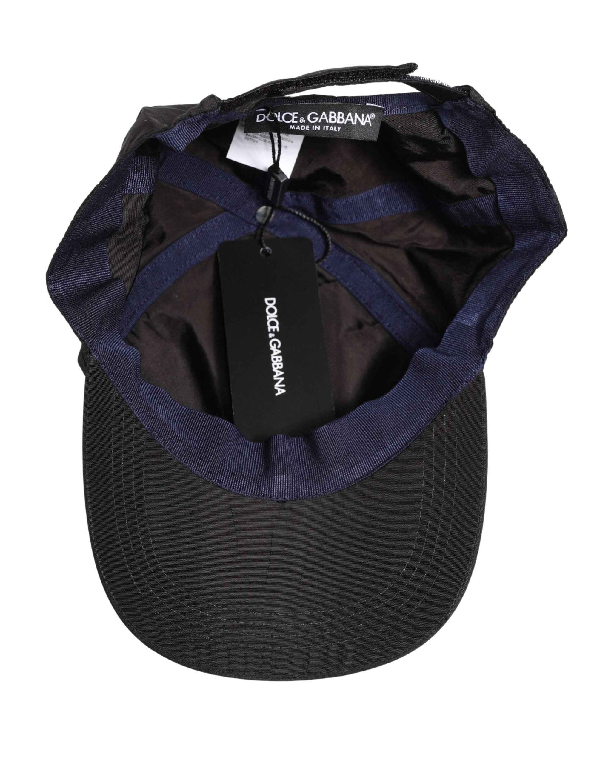 Dolce & Gabbana Men Black Cotton 6 Panels Baseball Cap Hat