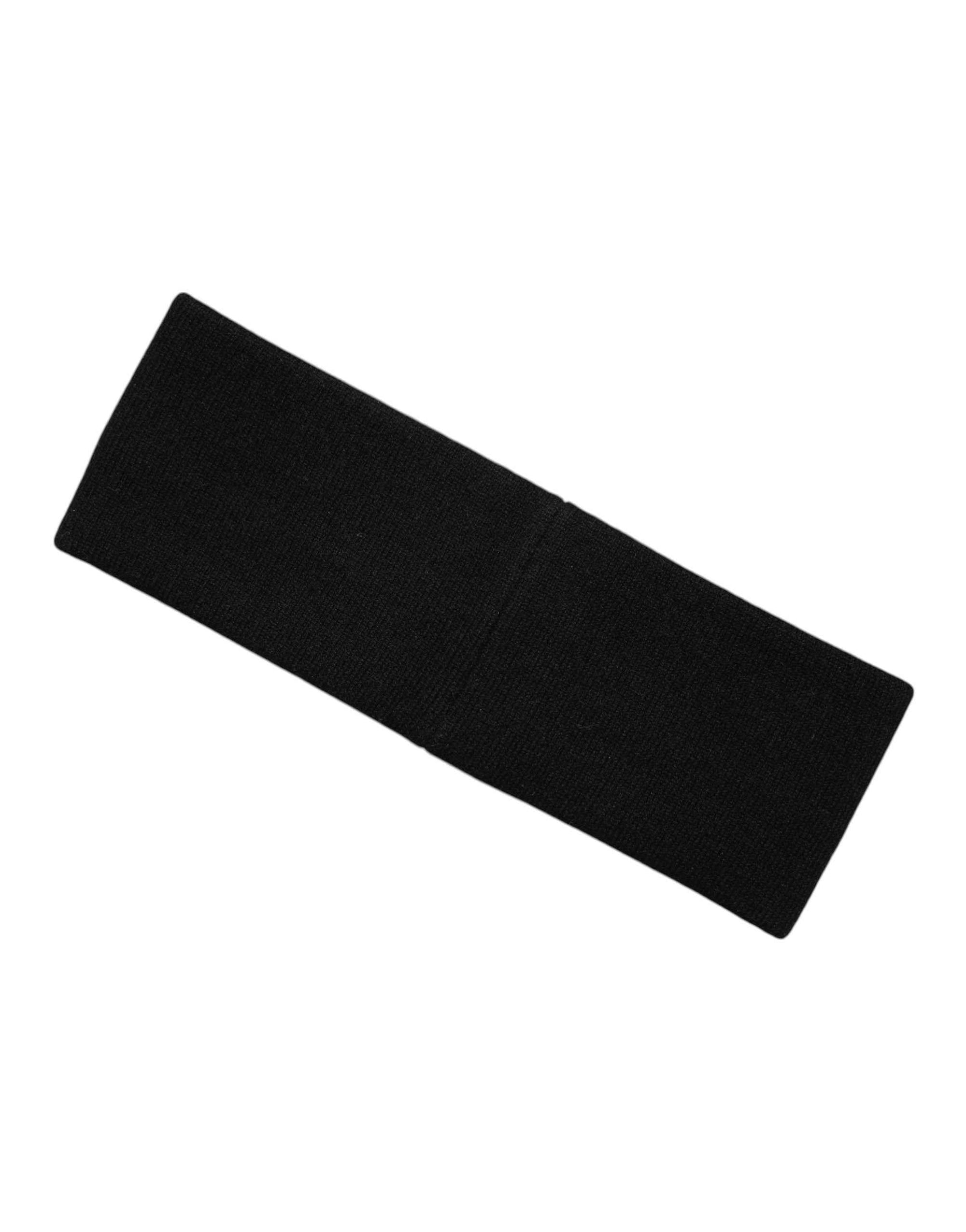 Dolce & Gabbana Men Black White Cashmere Logo Head Band Hat