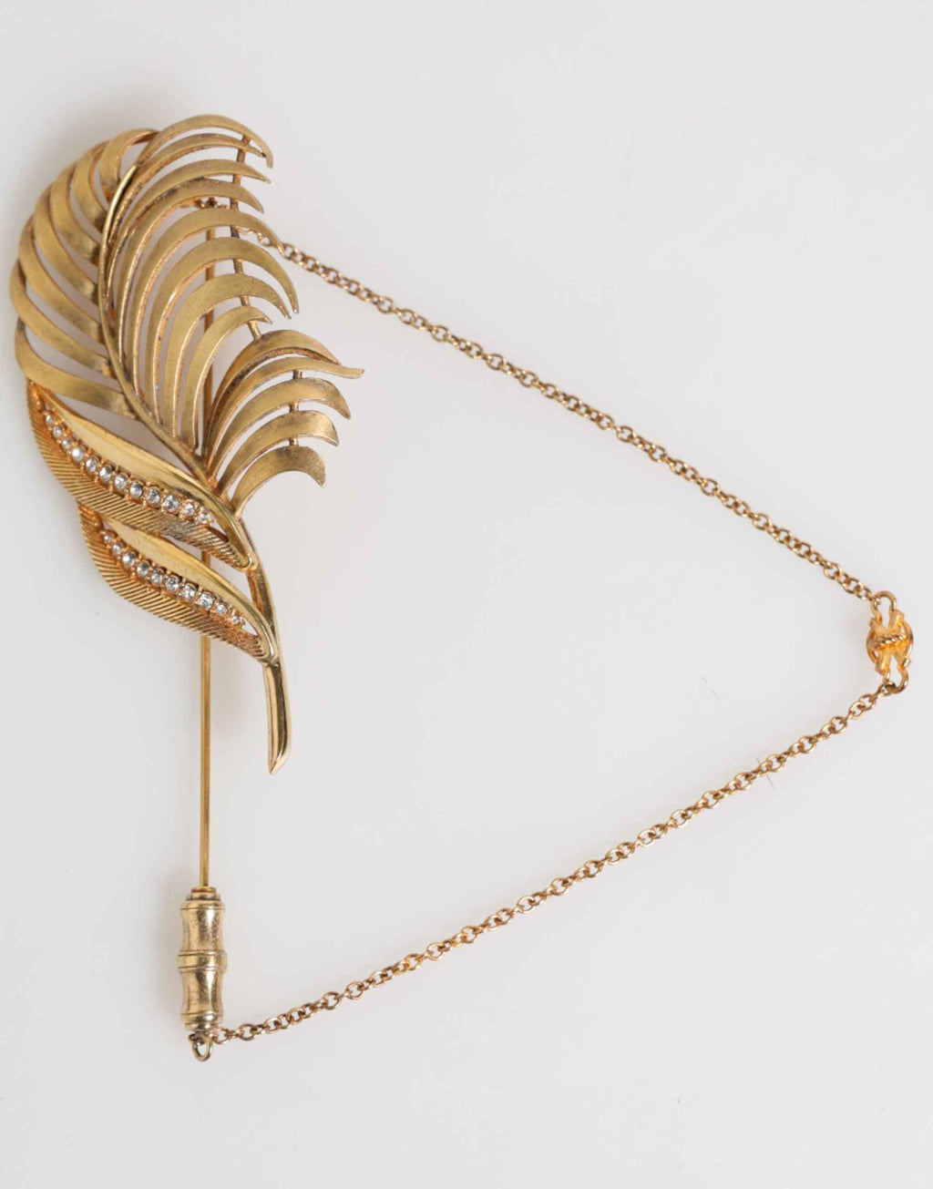 Dolce & Gabbana Gold Sterling Silver925 Leaf Embellished Lapel Pin Brooch