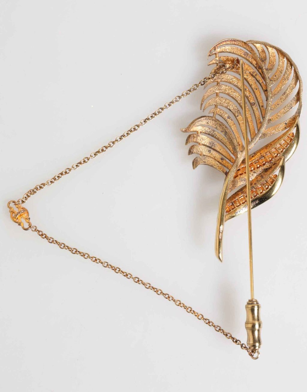 Dolce & Gabbana Gold Sterling Silver925 Leaf Embellished Lapel Pin Brooch