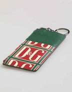 Dolce & Gabbana Green Calf Leather Logo Print Monogram Card Holder Wallet
