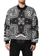 Dolce & Gabbana Black White BandanaPrint Men Bomber  Jacket