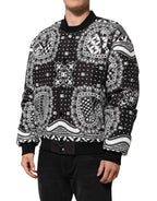Dolce & Gabbana Black White BandanaPrint Men Bomber  Jacket