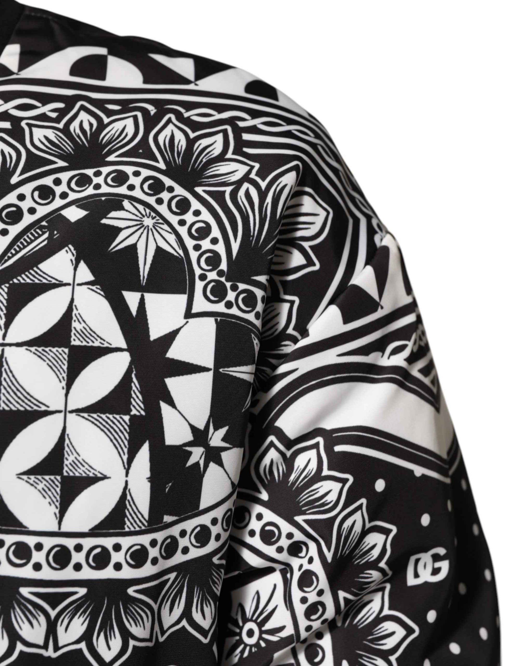 Dolce & Gabbana Black White BandanaPrint Men Bomber  Jacket