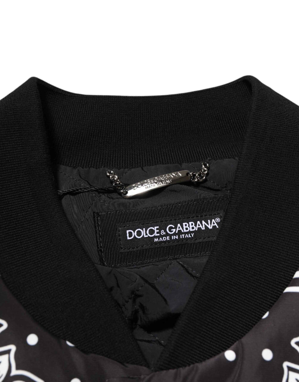 Dolce & Gabbana Black White BandanaPrint Men Bomber  Jacket