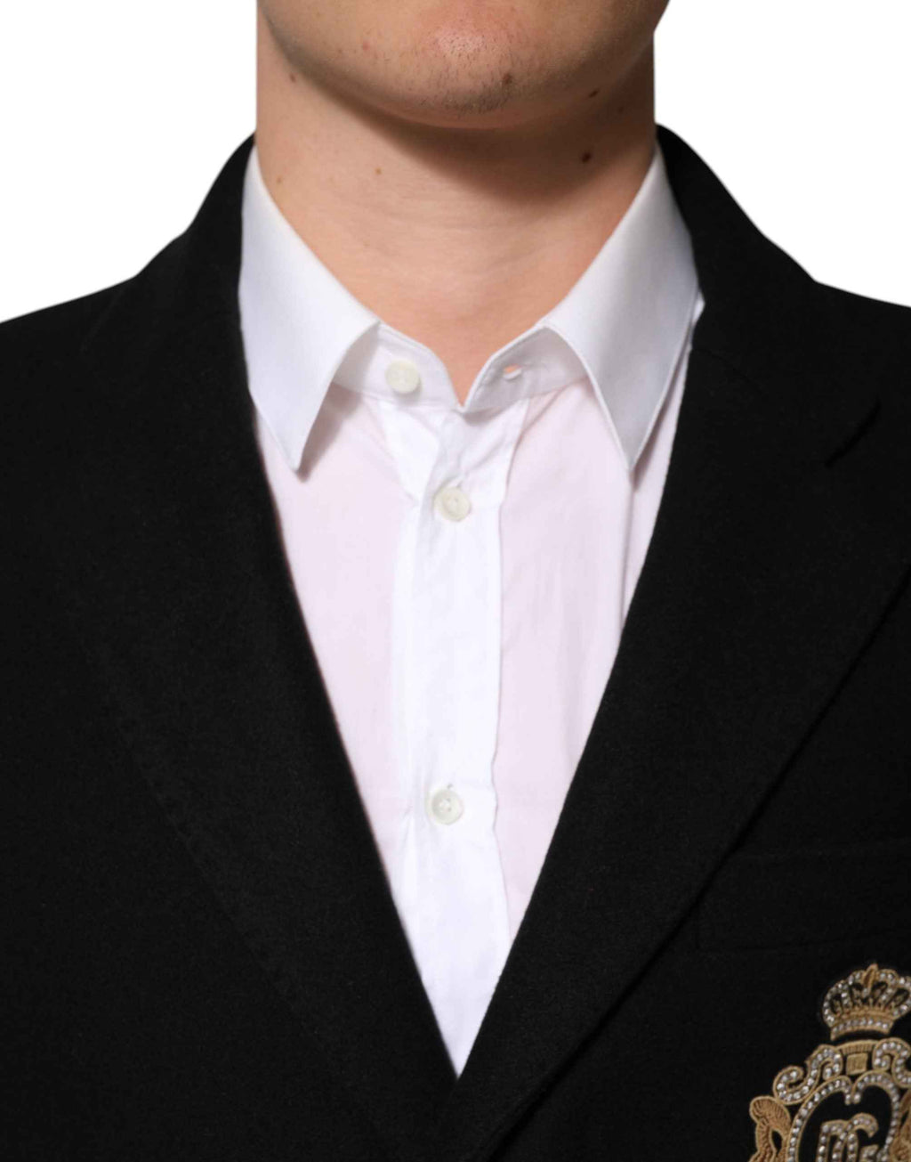 Dolce & Gabbana Black Heraldic Patch Single Breasted Blazer Jacket