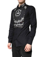 Dolce & Gabbana Black White Bandana GOLD Formal Dress Shirt