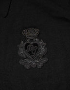 Dolce & Gabbana Black Crest Long Sleeve Men Pullover Sweater