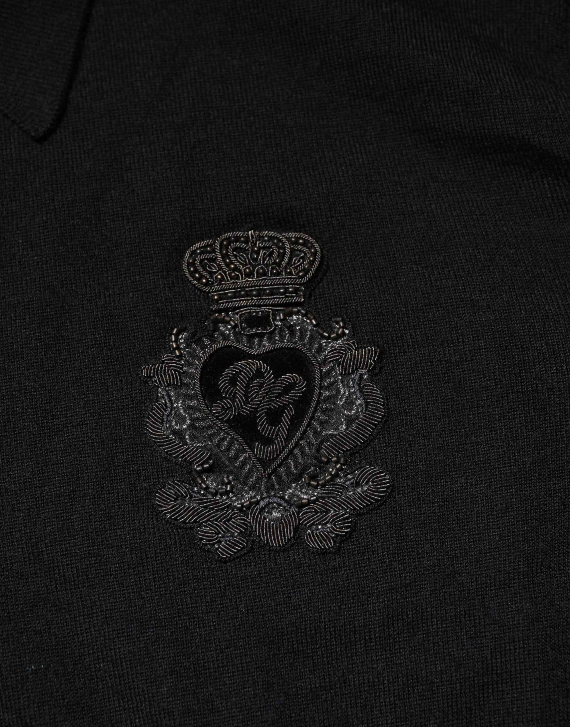 Dolce & Gabbana Black Crest Long Sleeve Men Pullover Sweater
