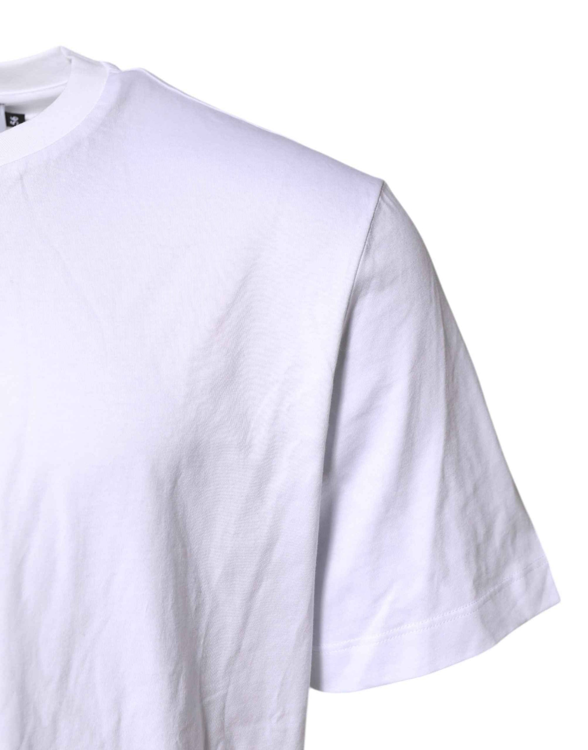 Dolce & Gabbana White Cotton DG Logo Embroidery Men  T-shirt