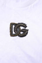 Dolce & Gabbana White Cotton DG Logo Embroidery Men  T-shirt