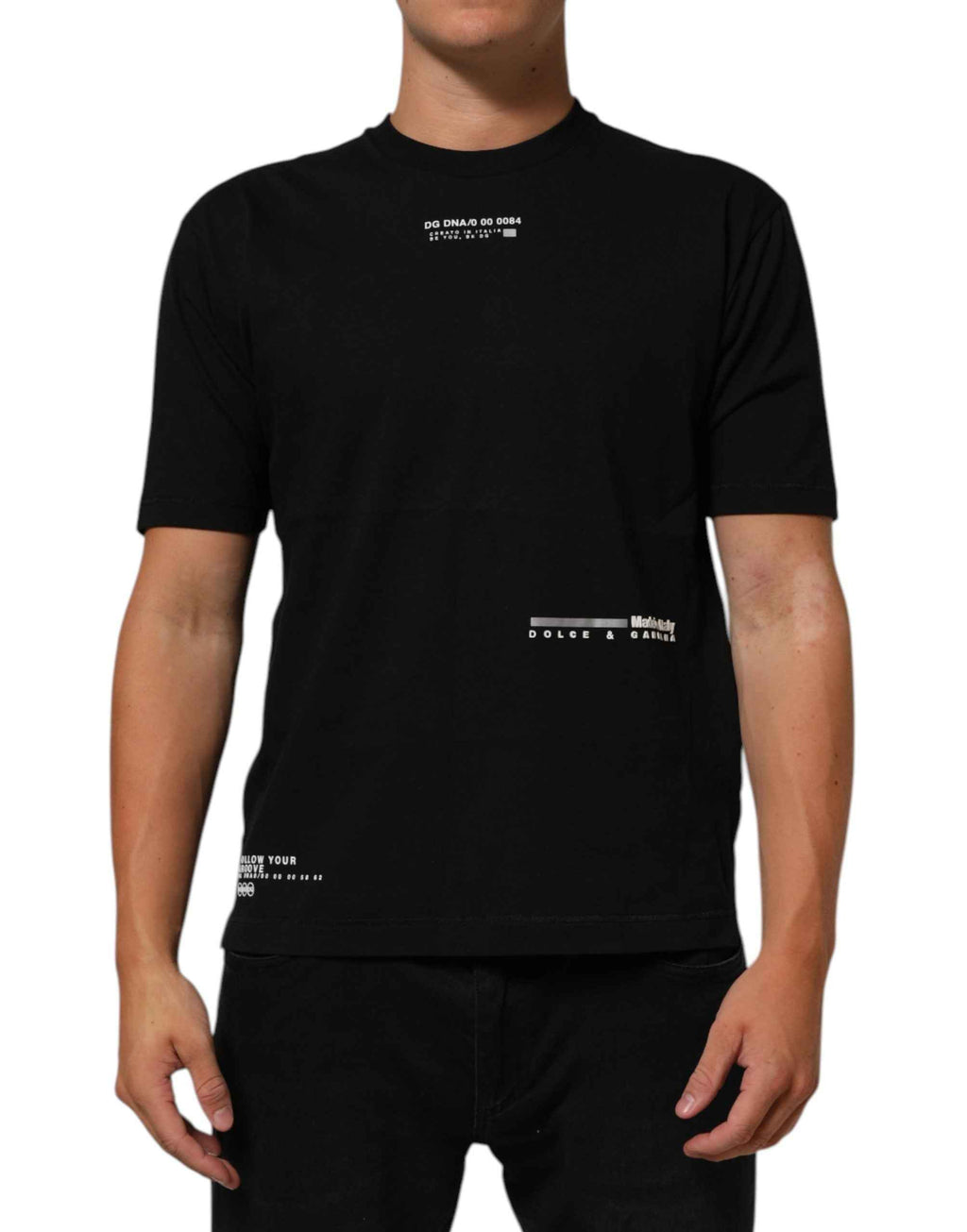 Dolce & Gabbana Black Statement Cotton Crew Neck Men T-shirt