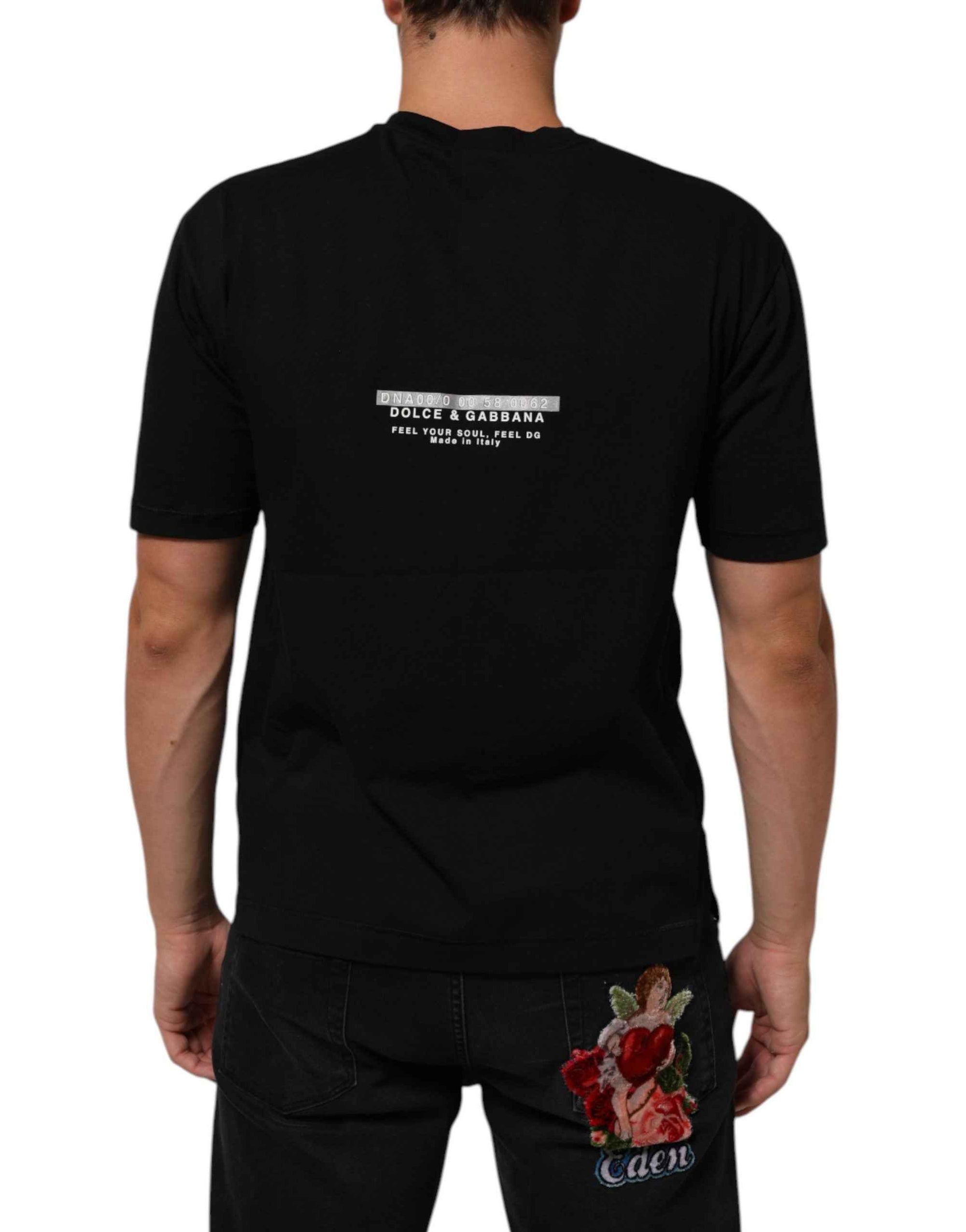 Dolce & Gabbana Black Statement Cotton Crew Neck Men T-shirt