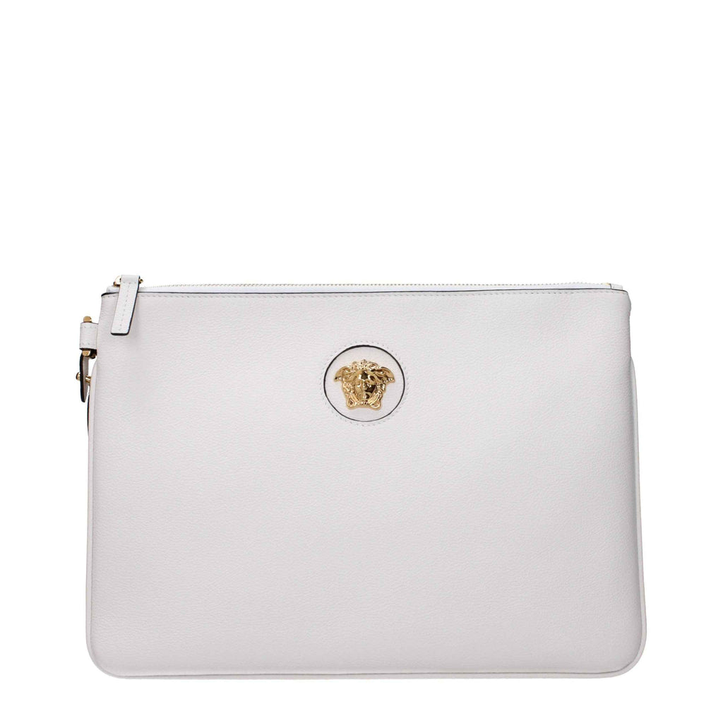 Versace White Leather Clutch Bag