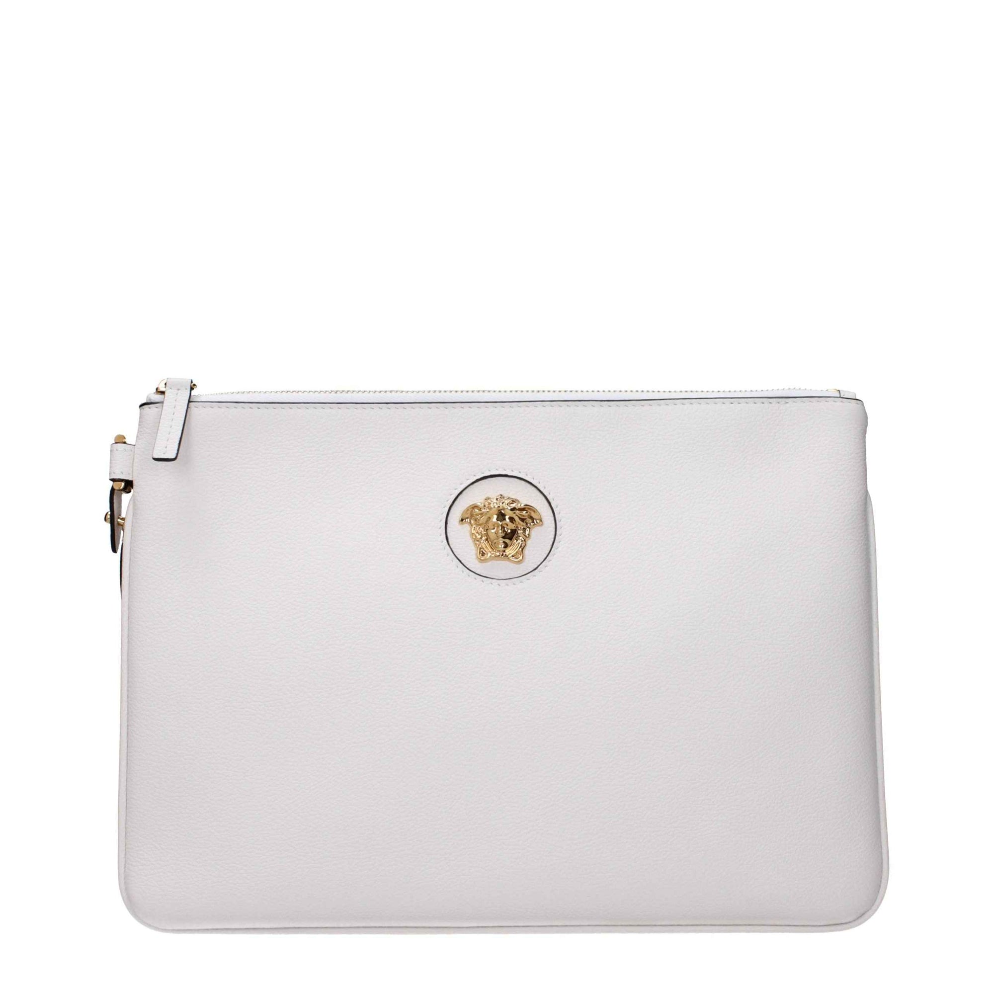 Versace White Leather Clutch Bag