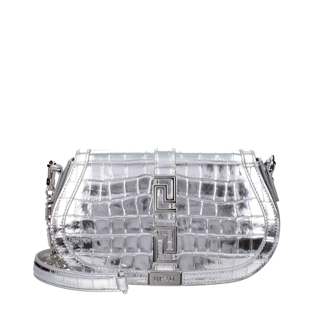 Versace Gray Leather Shoulder Bag