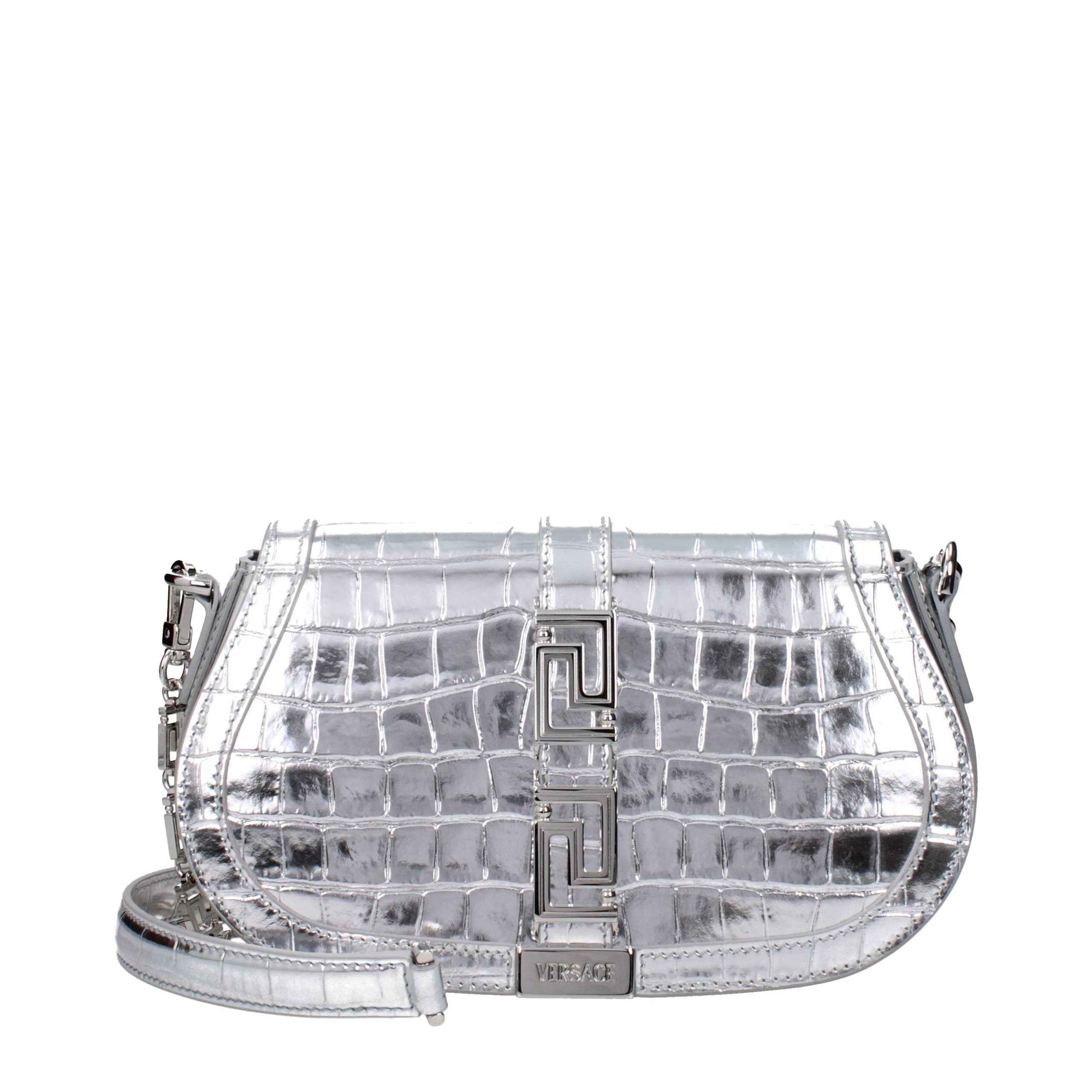 Versace Gray Leather Shoulder Bag