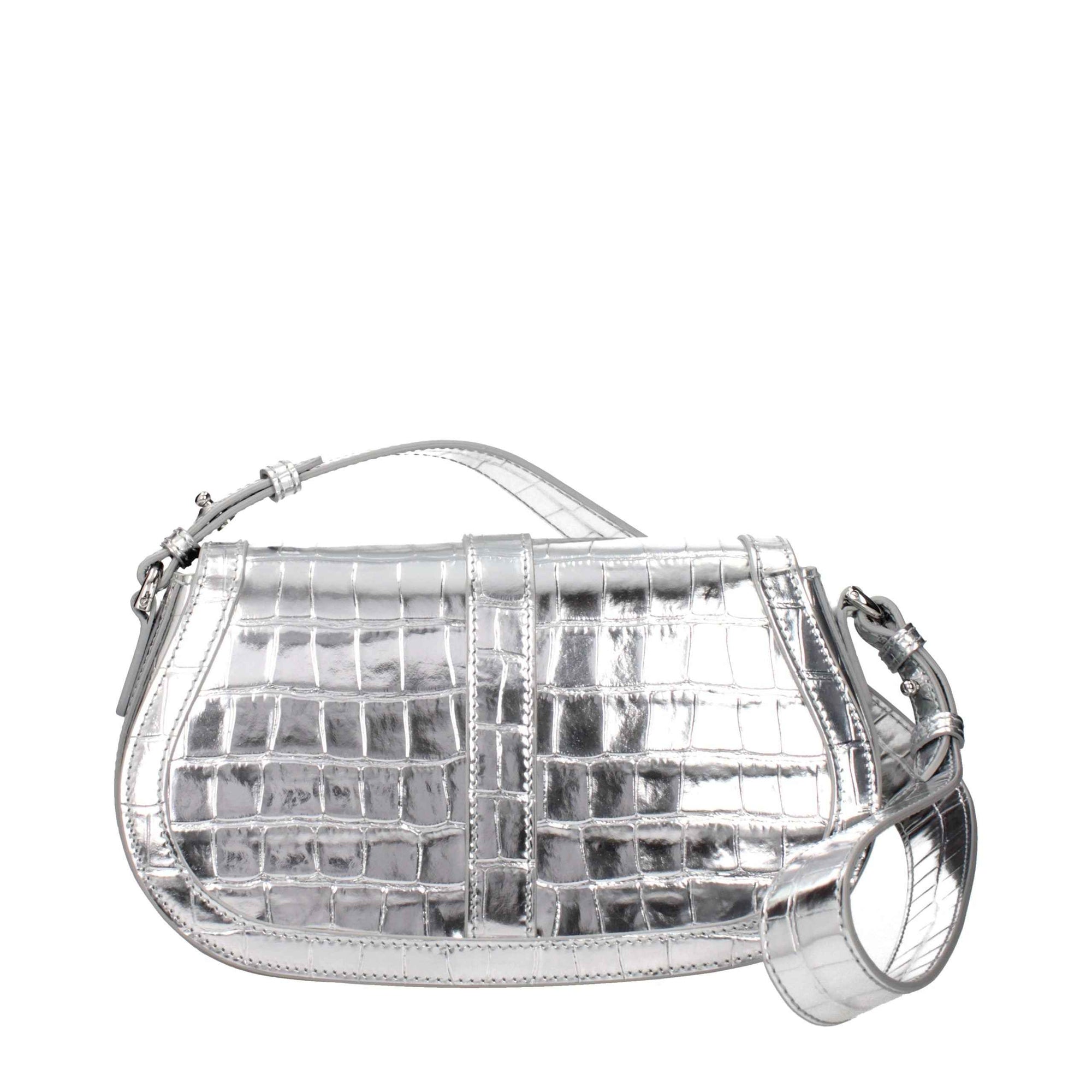 Versace Gray Leather Shoulder Bag