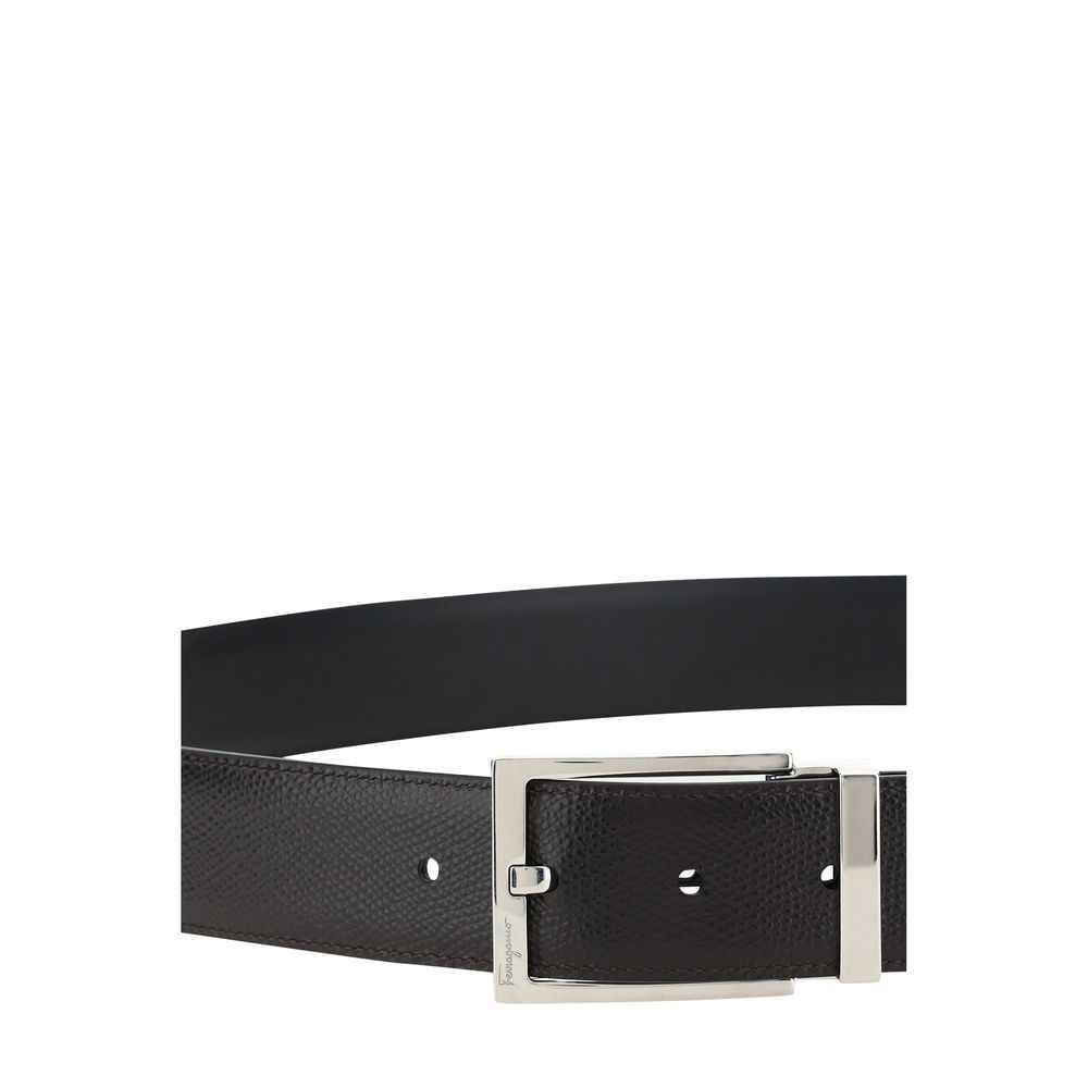 Ferragamo Black Calf Leather Bos Taurus Regular Belt