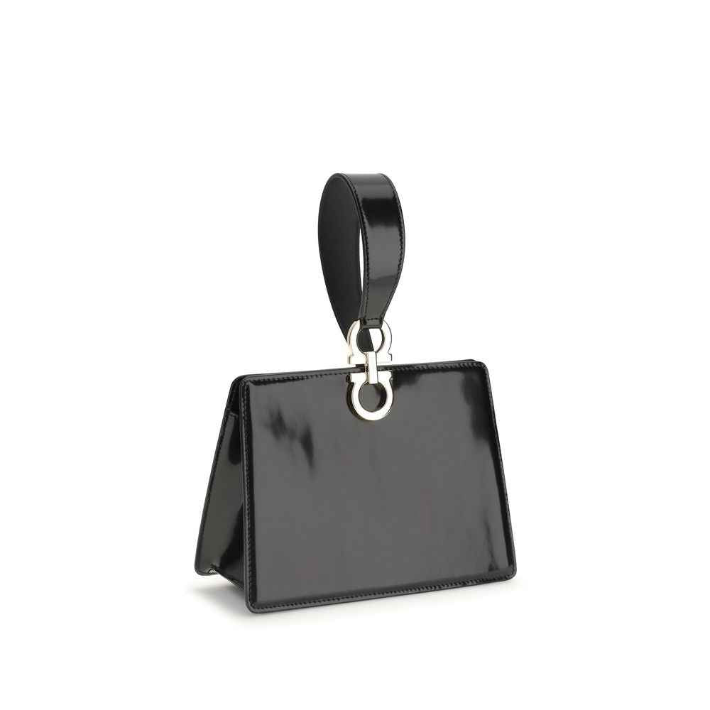 Ferragamo Black Calf Leather Bos Taurus Clutch Bag