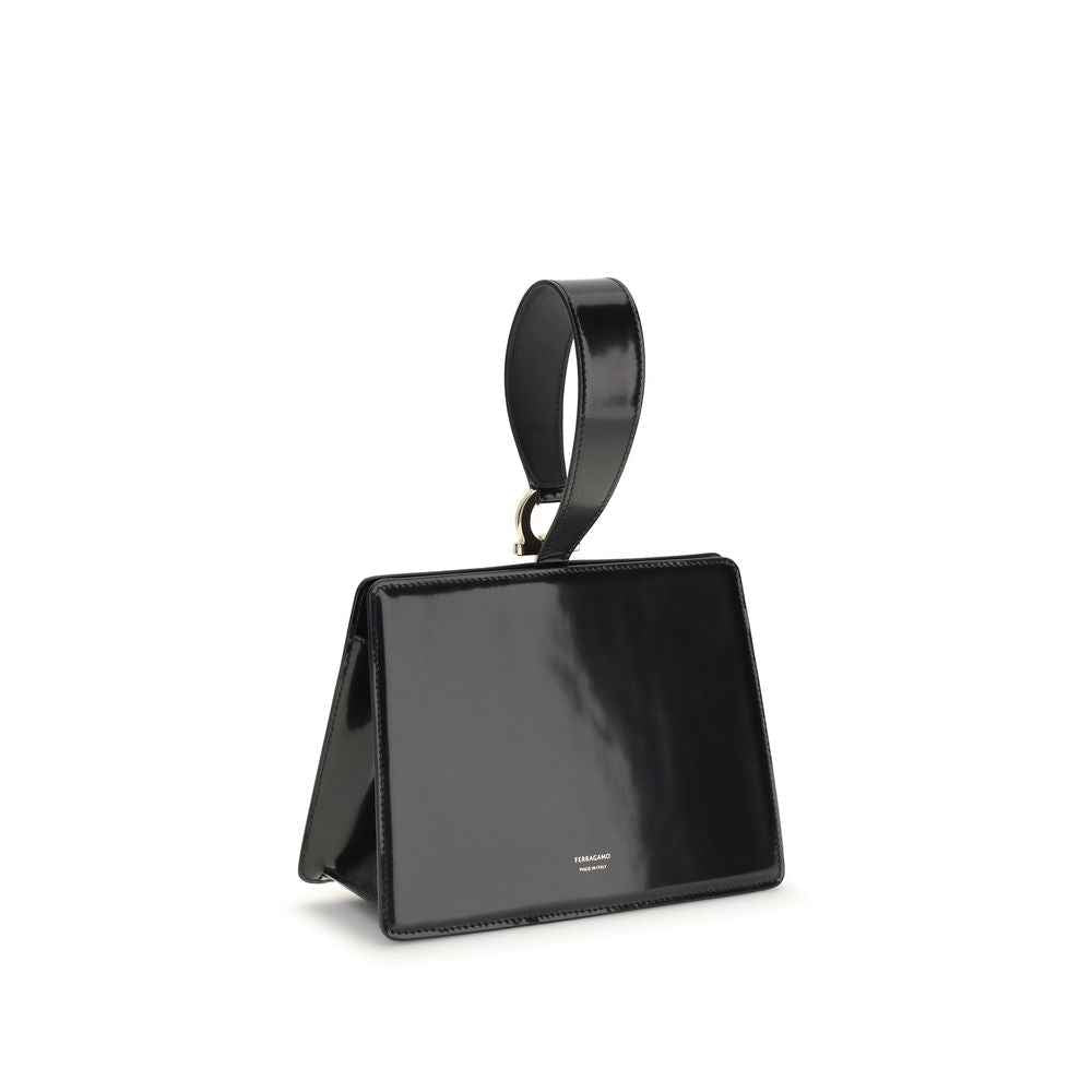 Ferragamo Black Calf Leather Bos Taurus Clutch Bag
