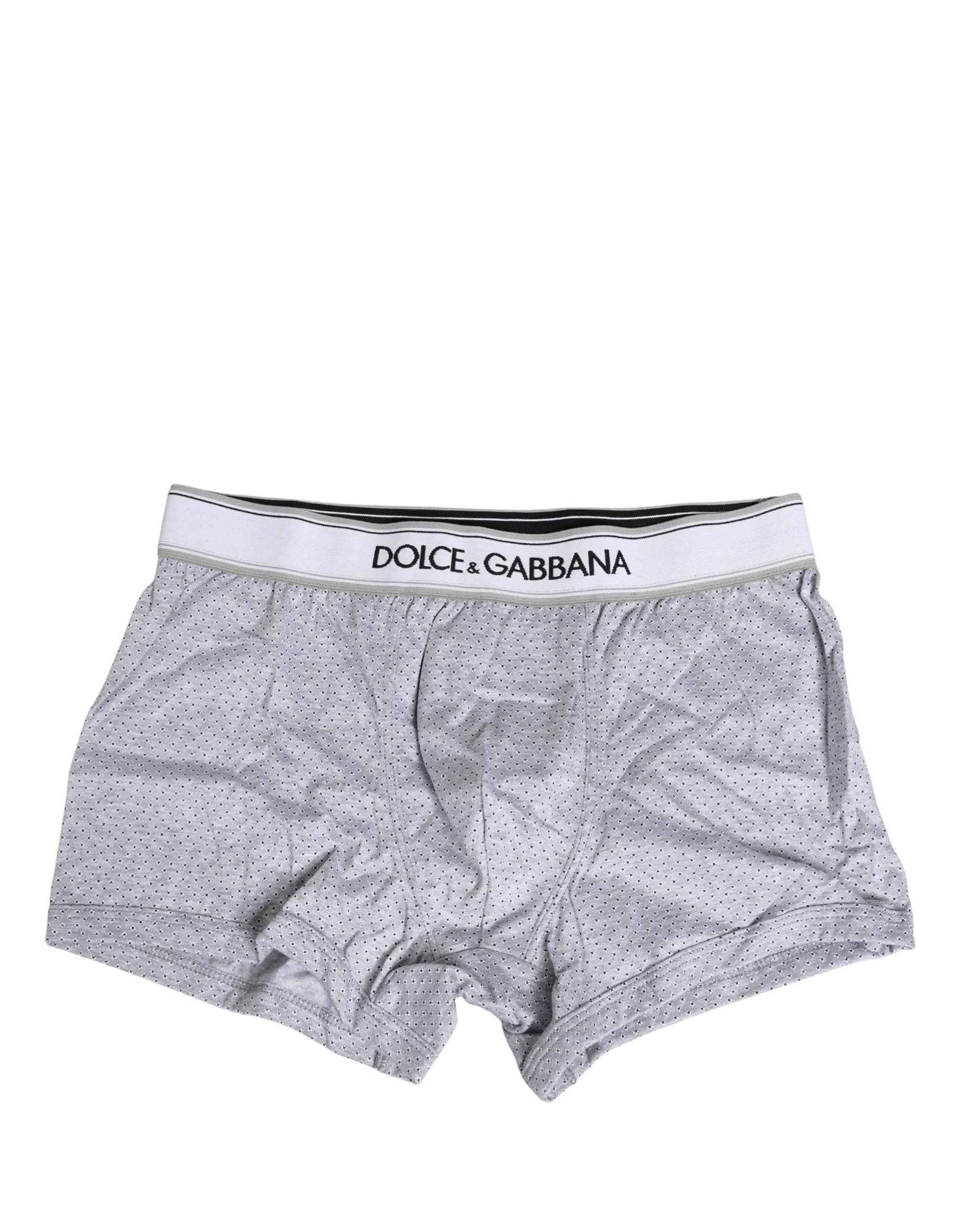 Dolce & Gabbana Gray Logo Cotton Men Regular Boxer Underwear