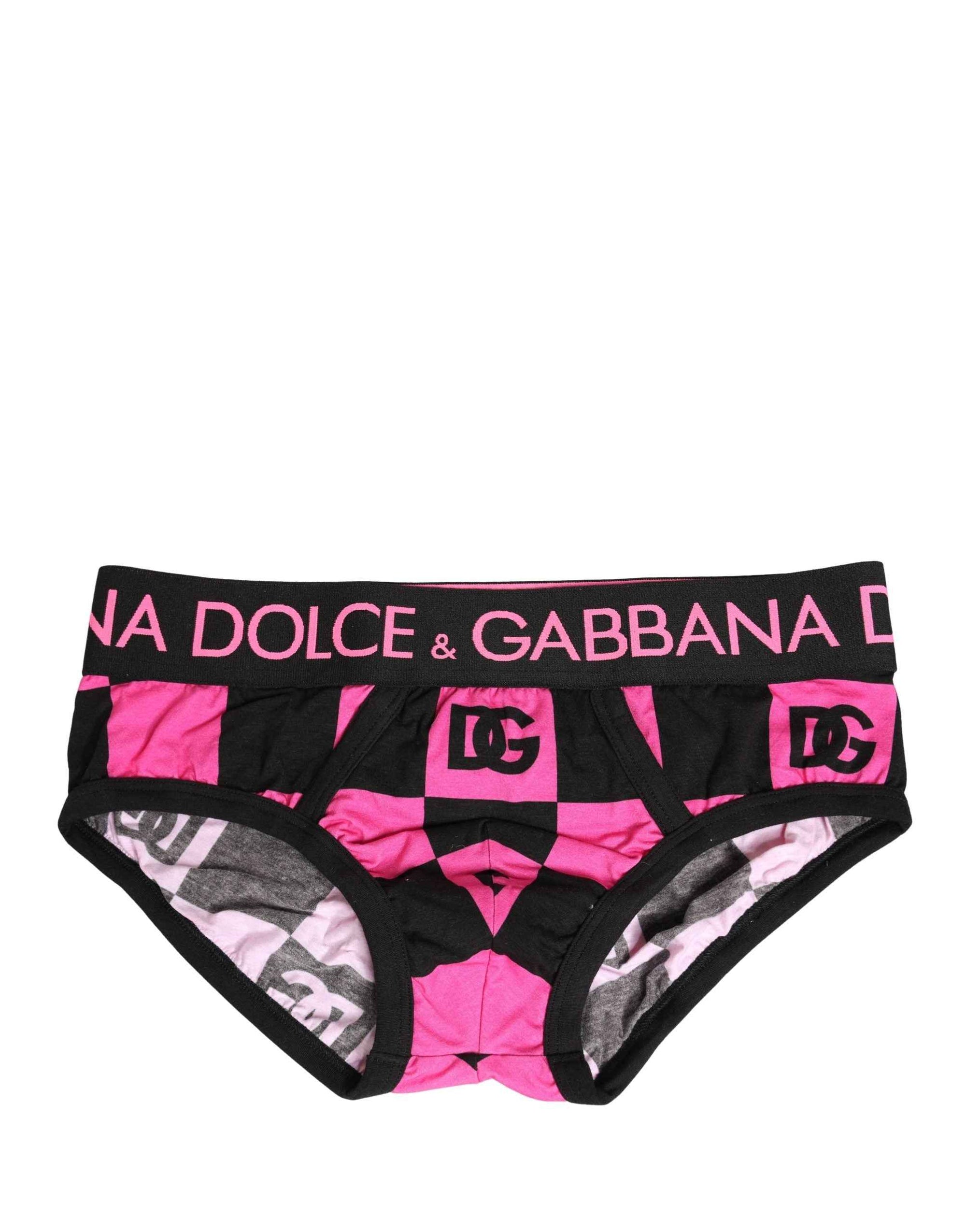 Dolce & Gabbana Black Pink Logo Cotton Brando Brief Underwear