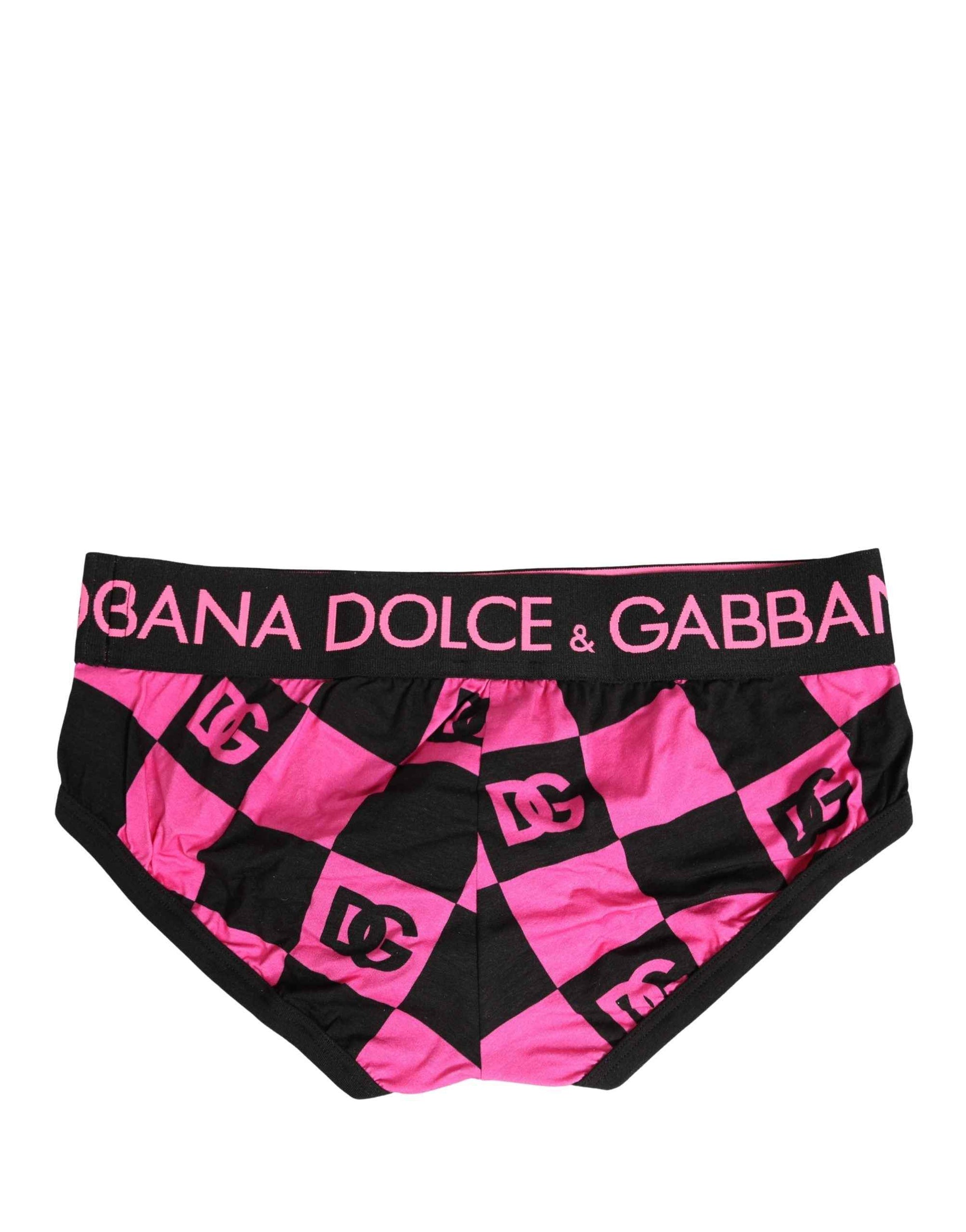 Dolce & Gabbana Black Pink Logo Cotton Brando Brief Underwear