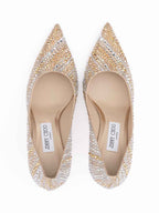 Jimmy Choo Gold Mix Crystal Love 85 Pumps