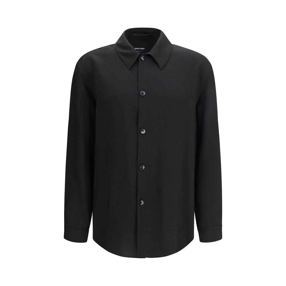 Giorgio Armani Black Viscose Dress Shirt