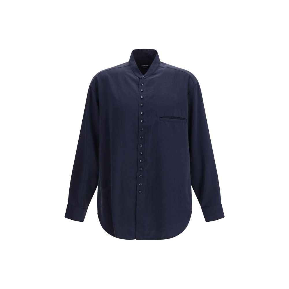 Giorgio Armani Blue Silk Dress Shirt