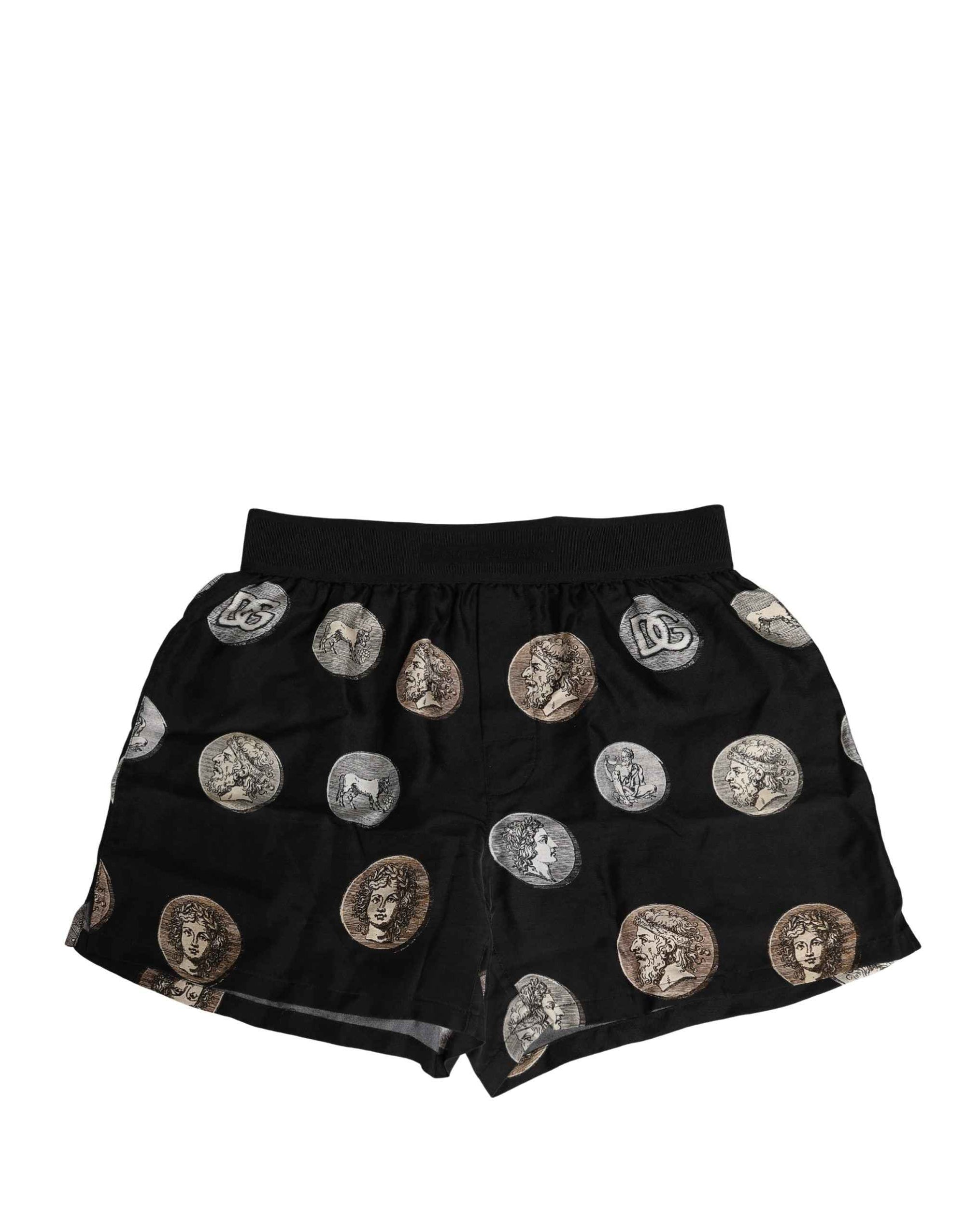 Dolce & Gabbana Black Ancient Coin Print Boxer Shorts Underwear