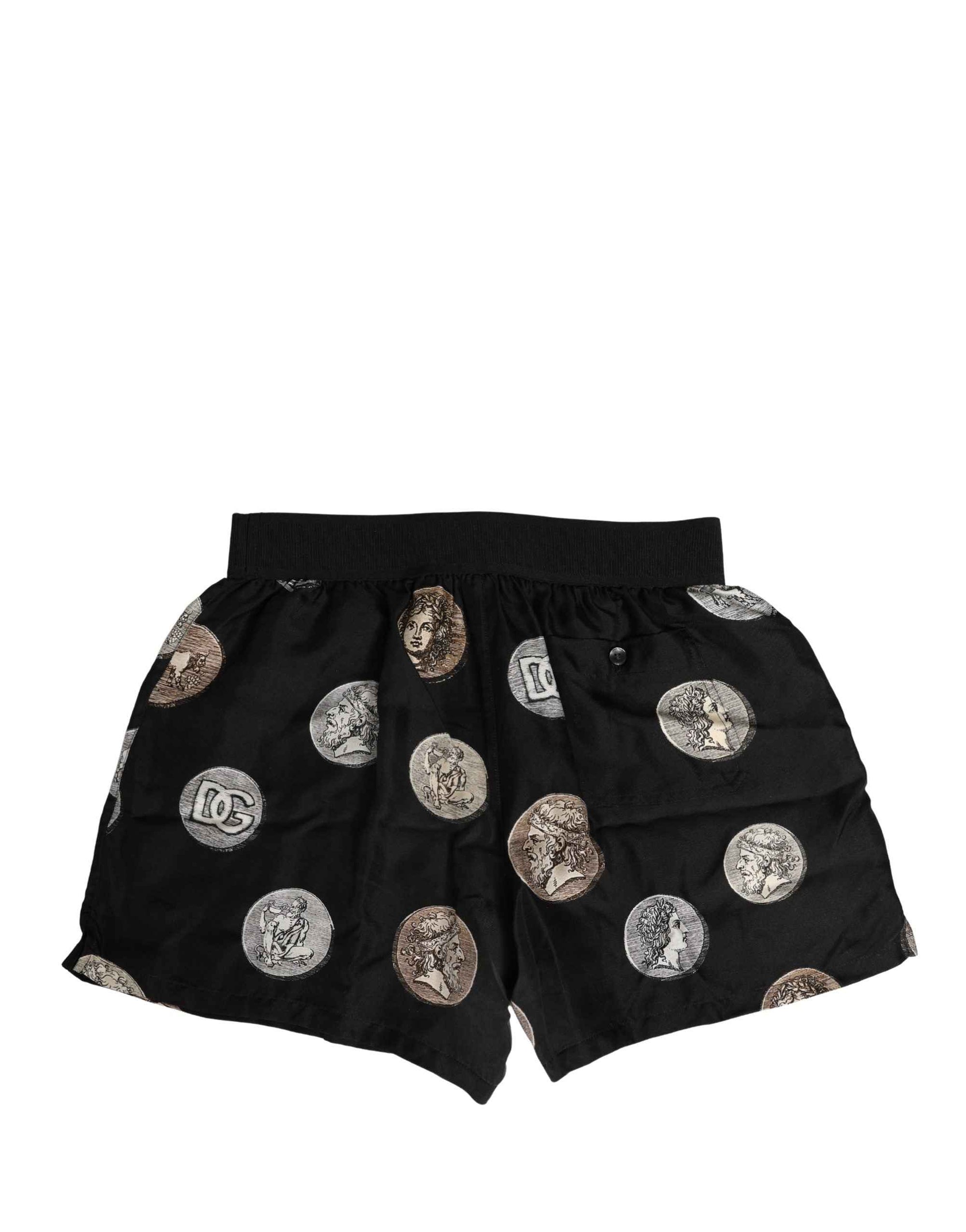 Dolce & Gabbana Black Ancient Coin Print Boxer Shorts Underwear