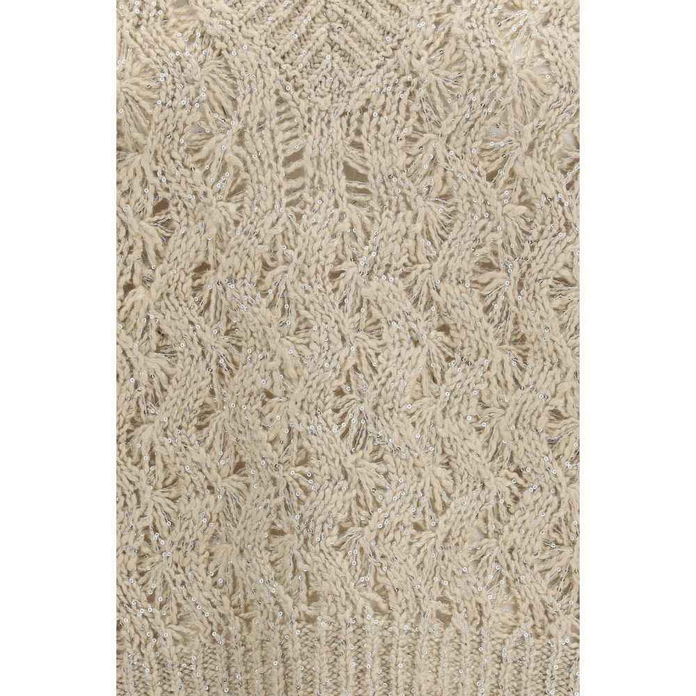 Brunello Cucinelli Beige Silk Sleeveles Sweater
