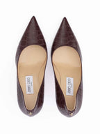 Jimmy Choo Burgundy Croco Embossed Leather Agnes Pumps
