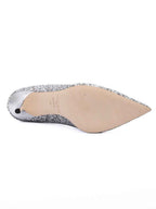 Jimmy Choo Silver Coarse Glitter Fabric Agnes Pumps