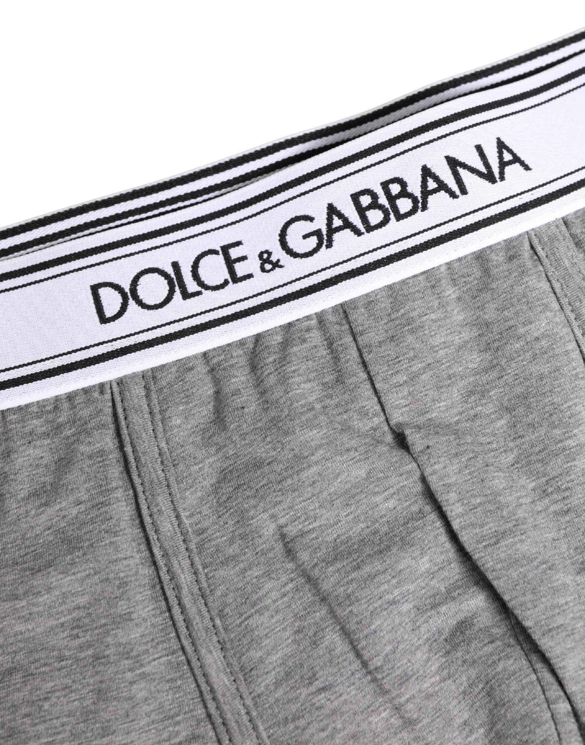 Dolce & Gabbana Gray Cotton Logo Waistband Midi Boxer Underwear