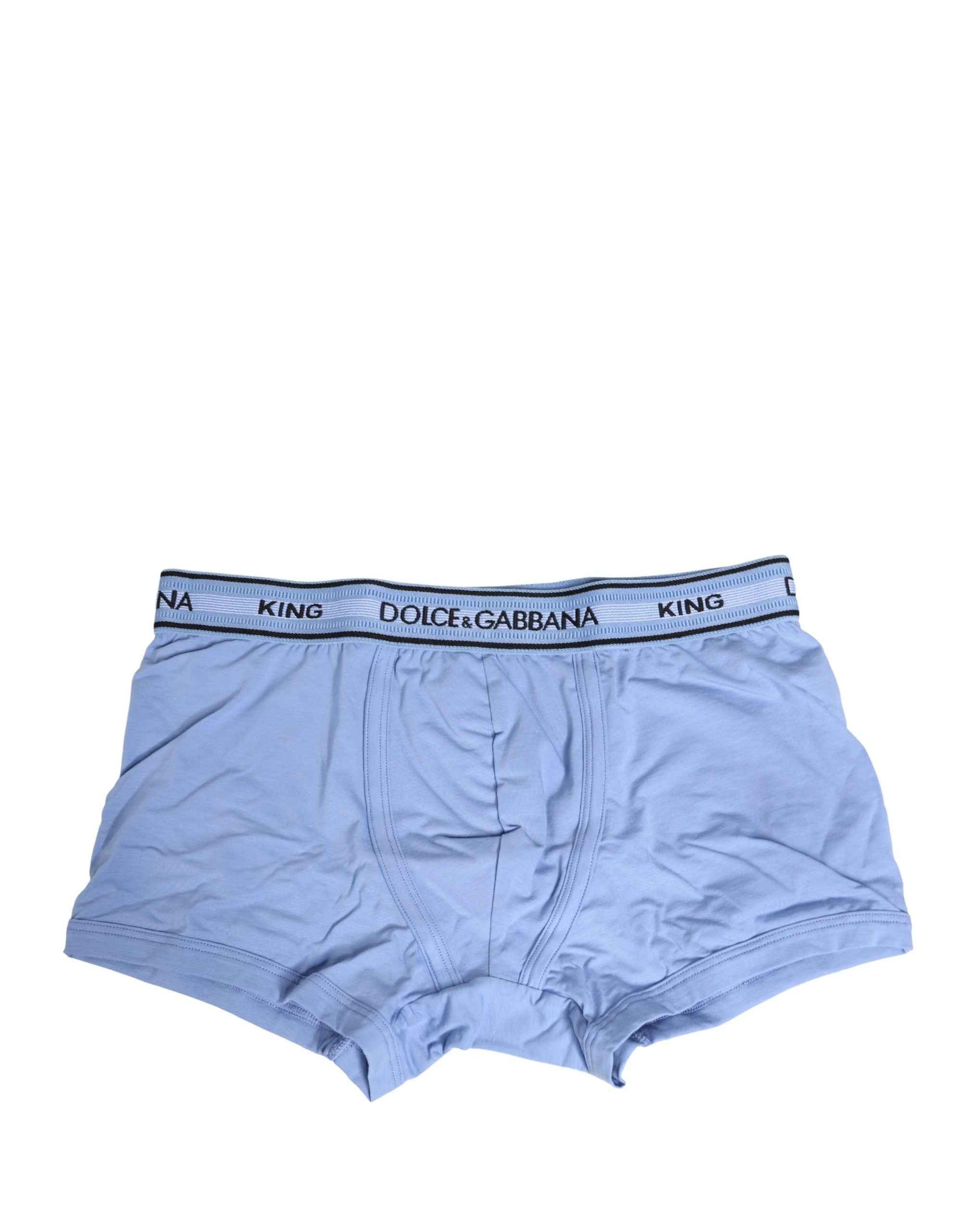 Dolce & Gabbana Light Blue Cotton Men Regular Boxer Underwear