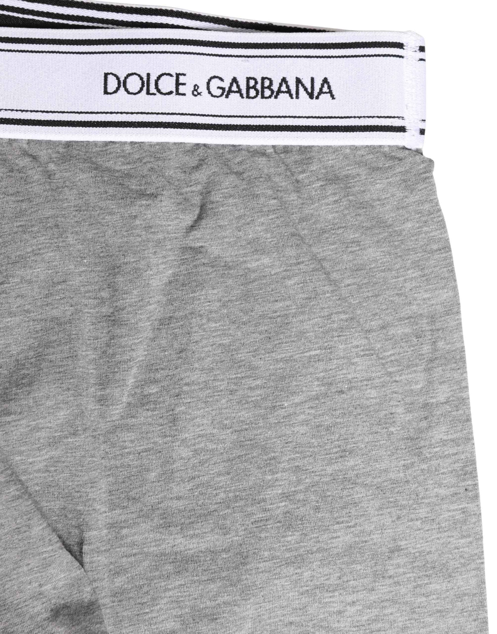 Dolce & Gabbana Gray Logo Waistband Cotton Men Boxer Underwear