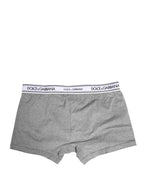 Dolce & Gabbana Gray Logo Waistband Cotton Men Boxer Underwear