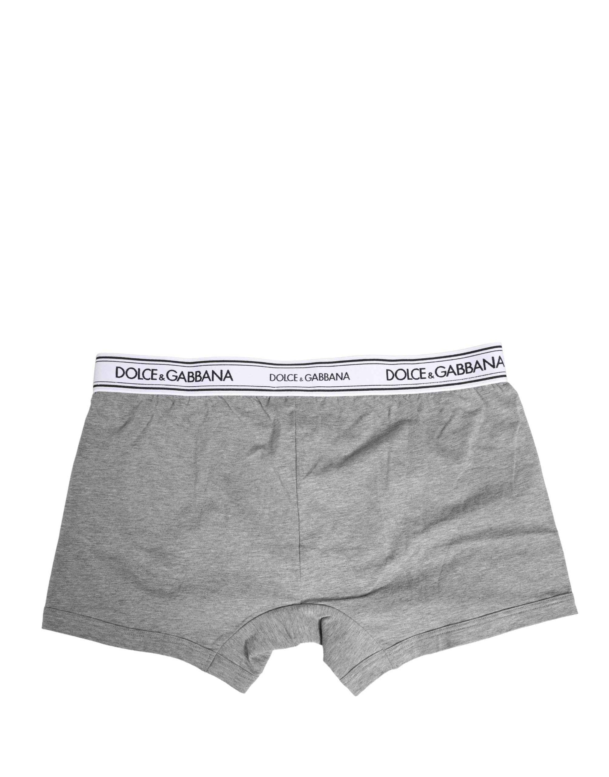 Dolce & Gabbana Gray Logo Waistband Cotton Men Boxer Underwear