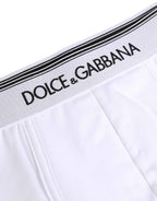 Dolce & Gabbana White Logo Waistband Cotton Boxer Underwear
